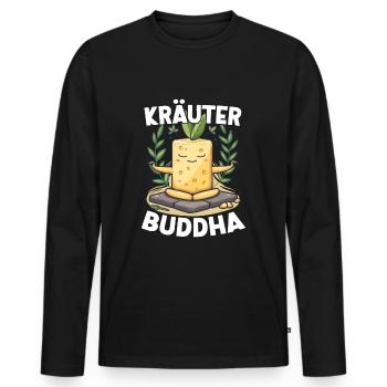 HerbesBouddha Beurre Aux Herbes Yoga Méditation Drôle - T-shirt manches longues Premium bio Homme - noir - Devant - Nico (187cm)