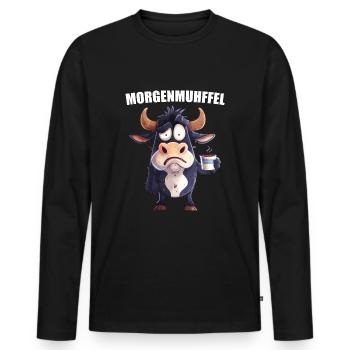 Morning Grouch Morning Muhffel Coffee Cow Sleep Shirt - Men's Premium Organic Long Sleeve Shirt - black - Front - Nico (187cm)