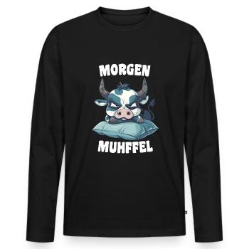 Morning Muhffel Morning Grouch Coffee Cow Sleep Shirt - Men's Premium Organic Long Sleeve Shirt - black - Front - Nico (187cm)