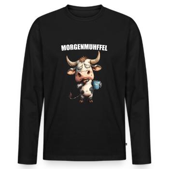 Morning Grouch Morning Muhffel Coffee Cow Sleep Shirt - Men's Premium Organic Long Sleeve Shirt - black - Front - Nico (187cm)