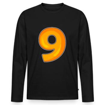 Zahl 9 - Neun - 9 Motiv - Männer Premium Bio Langarmshirt - Schwarz - Vorne - Nico (187cm)