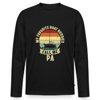 Boat Buddies Fête des pères Père Enfants Cadeau - T-shirt manches longues Premium bio Homme - noir - Devant - Nico (187cm)