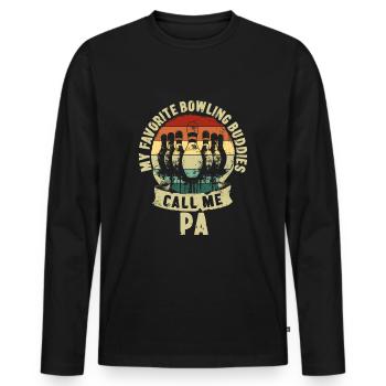 Bowling Buddies Vatertag Vater Kinder Geschenk - Männer Premium Bio Langarmshirt - Schwarz - Vorne - Nico (187cm)