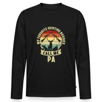 Copains de chasse Fête des pères Cadeau pour les pères - T-shirt manches longues Premium bio Homme - noir - Devant - Nico (187cm)