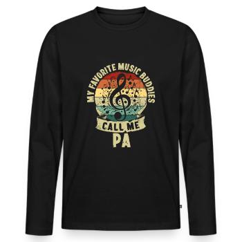 Musique Copains Fête des Pères Père Enfants Cadeau - T-shirt manches longues Premium bio Homme - noir - Devant - Nico (187cm)