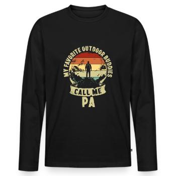 Outdoor Buddies Fête des Pères Père Enfant Cadeau - T-shirt manches longues Premium bio Homme - noir - Devant - Nico (187cm)