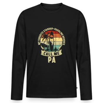 Stand up Paddle Fête des Pères Père Enfants Cadeau - T-shirt manches longues Premium bio Homme - noir - Devant - Nico (187cm)