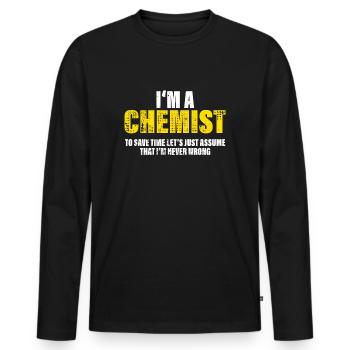 Chemist Funny Saying Profession Colleague Gift - Men's Premium Organic Long Sleeve Shirt - black - Front - Nico (187cm)