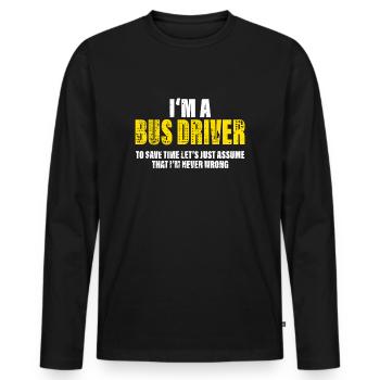 Chauffeur de bus Drôle Dire Profession Collègue Cadeau - T-shirt manches longues Premium bio Homme - noir - Devant - Nico (187cm)