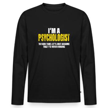 Psychologue Drôle Parole Profession Collègue Cadeau - T-shirt manches longues Premium bio Homme - noir - Devant - Nico (187cm)