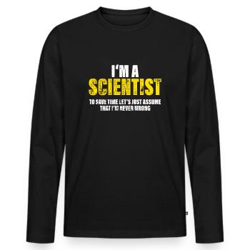 Wissenschaftler Lustig Beruf Kollegen Geschenk - Männer Premium Bio Langarmshirt - Schwarz - Vorne - Nico (187cm)
