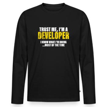 Trust Me I'm a Developer Fellow Gift - Men's Premium Organic Long Sleeve Shirt - black - Front - Nico (187cm)