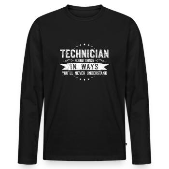 Techniker Kollegen Geschenk Beruf Spruch Lustig - Männer Premium Bio Langarmshirt - Schwarz - Vorne - Nico (187cm)