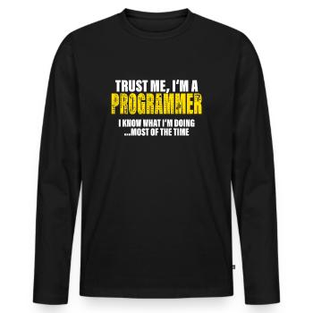 Croyez-moi, je suis programmeur cadeau - T-shirt manches longues Premium bio Homme - noir - Devant - Nico (187cm)