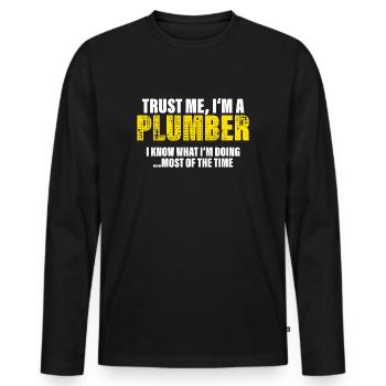 Trust Me I'm a Plumber Colleagues Gift - Men's Premium Organic Long Sleeve Shirt - black - Front - Nico (187cm)