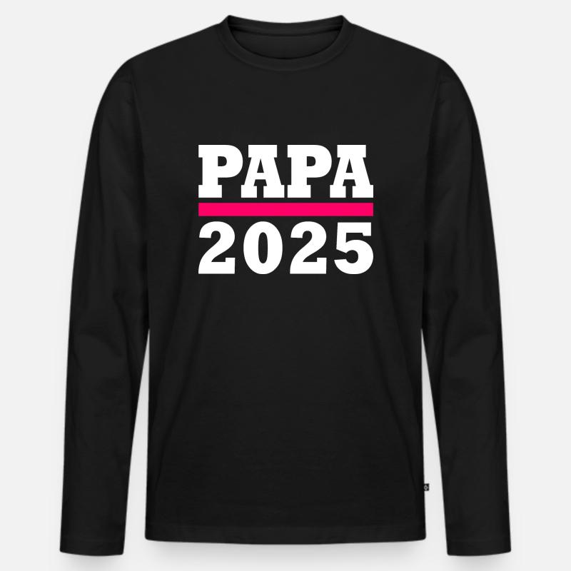 Papa 2025 - Männer Premium Bio Langarmshirt - Schwarz