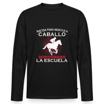 Born to ride, forced to go to school - Men's Premium Organic Long Sleeve Shirt - black - Front - Nico (187cm)