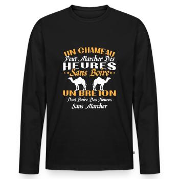 Breton can drink for hours without walking - Men's Premium Organic Long Sleeve Shirt - black - Front - Nico (187cm)