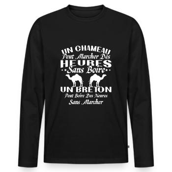 Breton can drink for hours without walking - Men's Premium Organic Long Sleeve Shirt - black - Front - Nico (187cm)