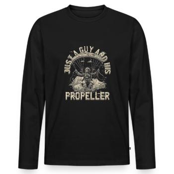 Paramotoring Just A Guy And His Propeller - Men's Premium Organic Long Sleeve Shirt - black - Front - Nico (187cm)