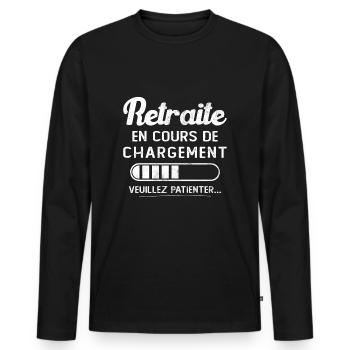 Retreat wird geladen, bitte warten - Männer Premium Bio Langarmshirt - Schwarz - Vorne - Nico (187cm)