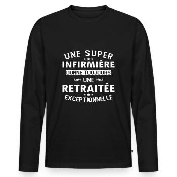 Une super infirmière donne toujours une retraitée - T-shirt manches longues Premium bio Homme - noir - Devant - Nico (187cm)