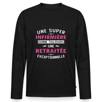 Une super infirmière donne toujours une retraitée - T-shirt manches longues Premium bio Homme - noir - Devant - Nico (187cm)