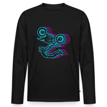 Dirt Biker Vintage Motorcycle Motocross Boys - Men's Premium Organic Long Sleeve Shirt - black - Front - Nico (187cm)
