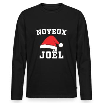 Humour Joël, Noyeux Joël Cadeau Joyeux Noël - T-shirt manches longues Premium bio Homme - noir - Devant - Nico (187cm)