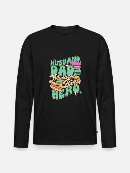 Macaron Macaronbäcker Patissier Vater - Männer Premium Bio Langarmshirt - Schwarz