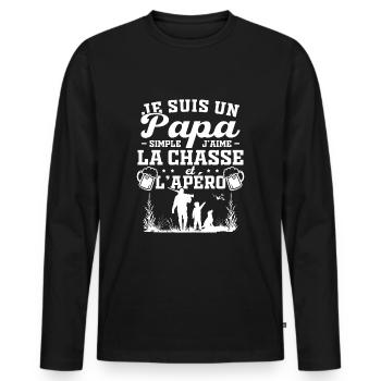 Ich bin ein einfacher Vater, ich mag die Jagd und Aperitifs - Männer Premium Bio Langarmshirt - Schwarz - Vorne - Nico (187cm)