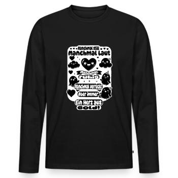 Un cœur d’or – un design polyvalent - T-shirt manches longues Premium bio Homme - noir - Devant - Nico (187cm)