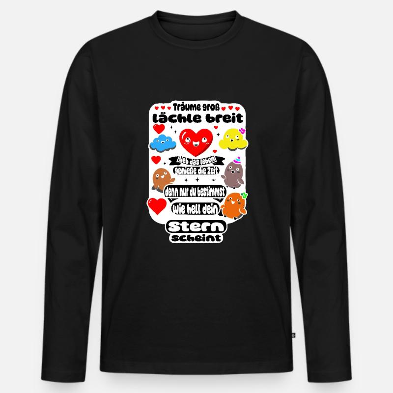 Träume groß – Lächle breit - Männer Premium Bio Langarmshirt - Schwarz