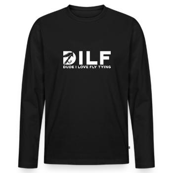 Fliegenfischen Dude I Live Fly Tying - Männer Premium Bio Langarmshirt - Schwarz - Vorne - Nico (187cm)