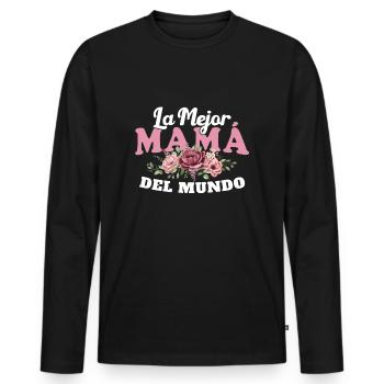 Das beste Muttertagsgeschenk der Welt - Männer Premium Bio Langarmshirt - Schwarz - Vorne - Nico (187cm)