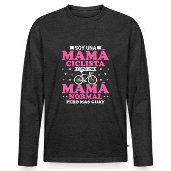 Ich bin eine Fahrrad-Mama wie eine normale Mutter - Männer Premium Bio Langarmshirt - Anthrazit meliert - Vorne - Nico (187cm)