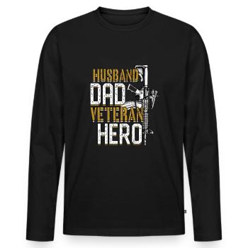 Dysfunktionaler Veteran Husband Dad Veteran Hero - Männer Premium Bio Langarmshirt - Schwarz - Vorne - Nico (187cm)