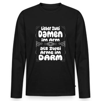Zwei Damen im Arm Humor Lustig Spruch Mann Party - Männer Premium Bio Langarmshirt - Schwarz - Vorne - Nico (187cm)