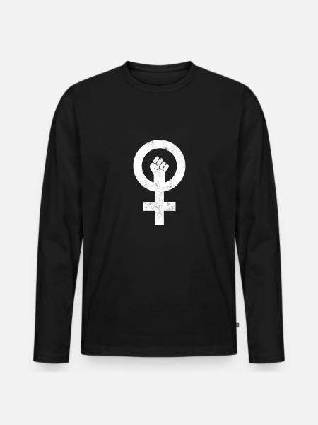 Feminisme Symbol kvinners rettigheter jente - Premium økologisk langermet T-skjorte for menn - svart