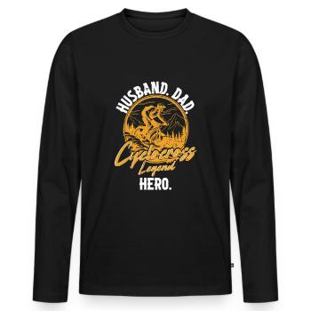 Cyclocross Husband Dad Cyclocross Legend Hero - Men's Premium Organic Long Sleeve Shirt - black - Front - Nico (187cm)