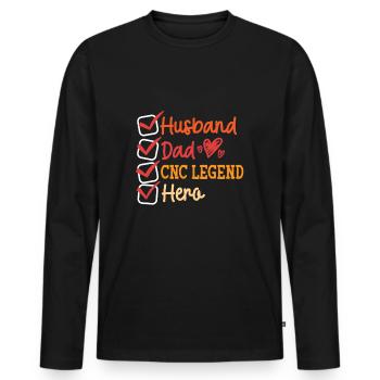 Cutting Machine Operator Father Husband - Men's Premium Organic Long Sleeve Shirt - black - Front - Nico (187cm)