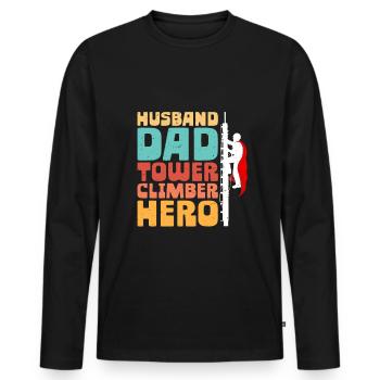 Industrial Climber Father Husband - Men's Premium Organic Long Sleeve Shirt - black - Front - Nico (187cm)