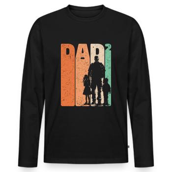 Dad High 2 Father Son Daughter Retro Gift - Men's Premium Organic Long Sleeve Shirt - black - Front - Nico (187cm)