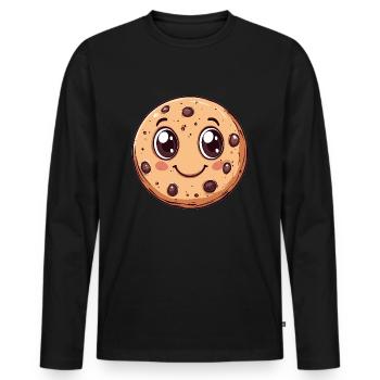 Cookie with googly eyes - Men's Premium Organic Long Sleeve Shirt - black - Front - Nico (187cm)