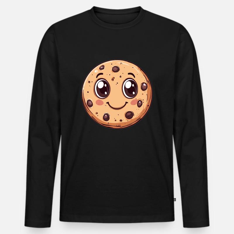 Keks mit Kulleraugen - Männer Premium Bio Langarmshirt - Schwarz