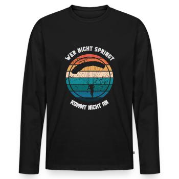 Retro Fallschirmspringen Spruch Design Fallschirm - Männer Premium Bio Langarmshirt - Schwarz - Vorne - Nico (187cm)