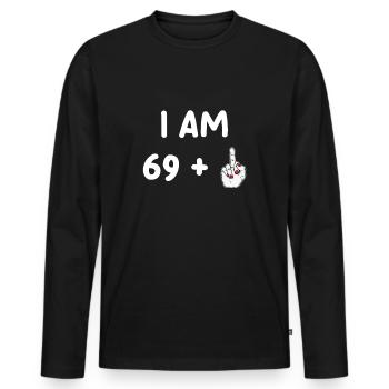 70th Birthday for Funny Woman - Men's Premium Organic Long Sleeve Shirt - black - Front - Nico (187cm)