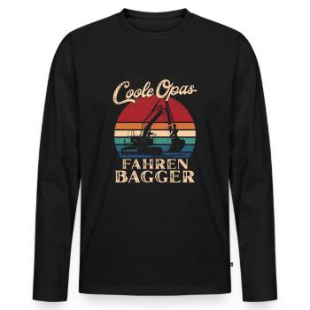 Coole Opas fahren Bagger Retro Großvater - Männer Premium Bio Langarmshirt - Schwarz - Vorne - Nico (187cm)