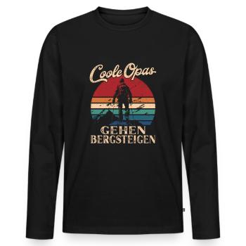 Cool Mpas Marche Alpinisme Rétro Papy - T-shirt manches longues Premium bio Homme - noir - Devant - Nico (187cm)
