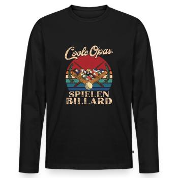 Cool Papy Jouer Au Billard, Grand-Père Rétro - T-shirt manches longues Premium bio Homme - noir - Devant - Nico (187cm)